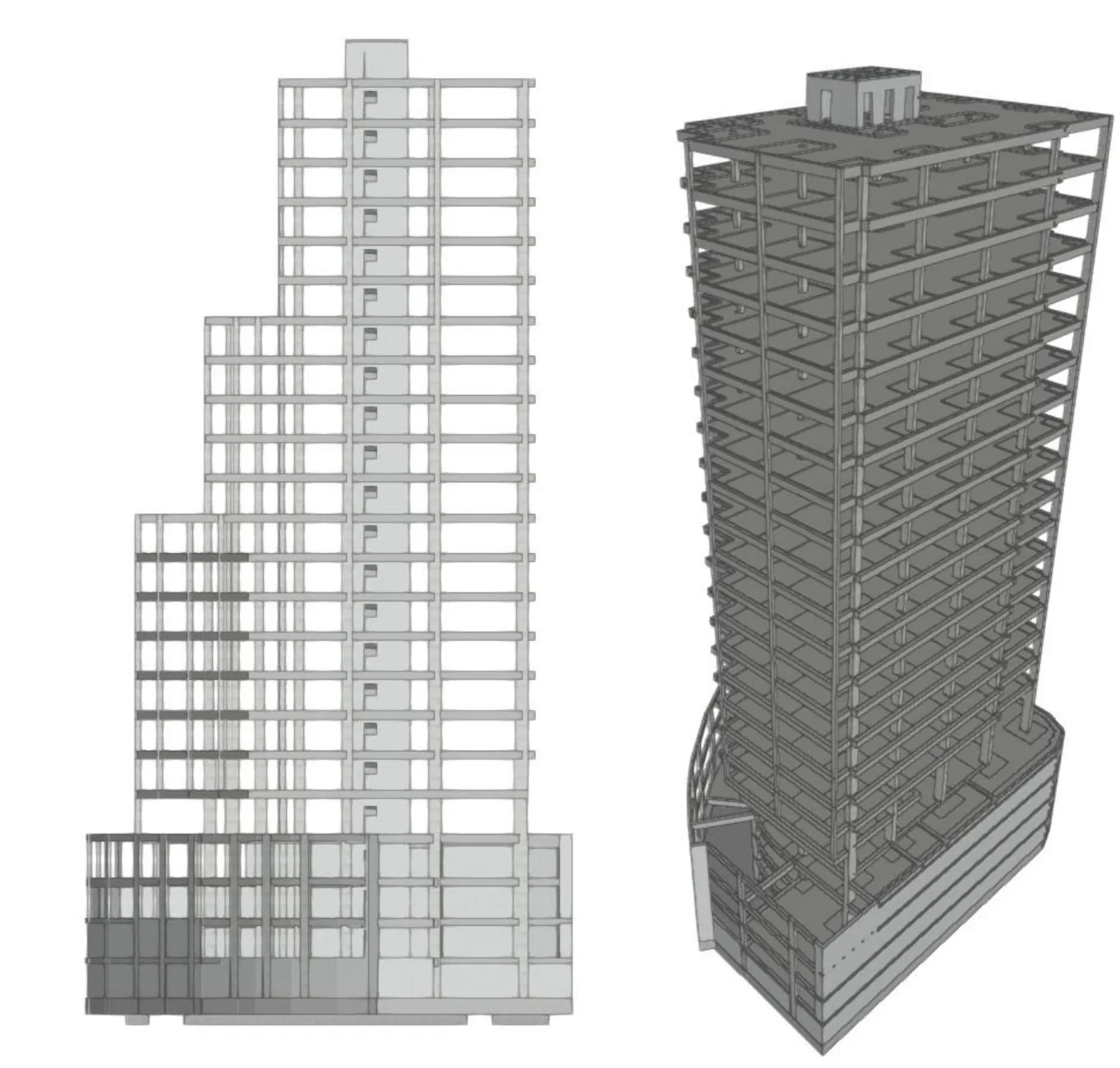 Structural model of the Panoramic Building with columns and central tube