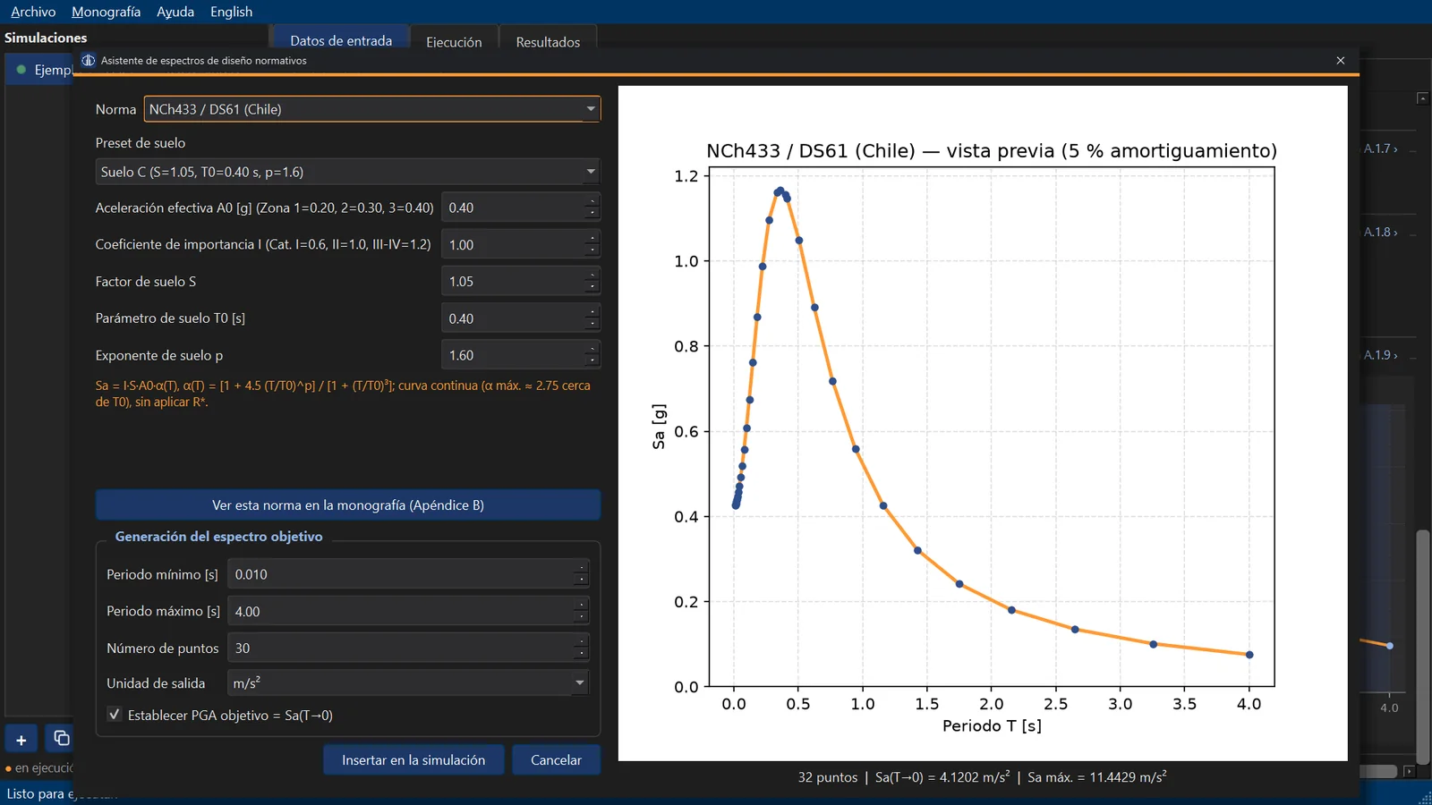 Asistente de espectros normativos (8 normas)