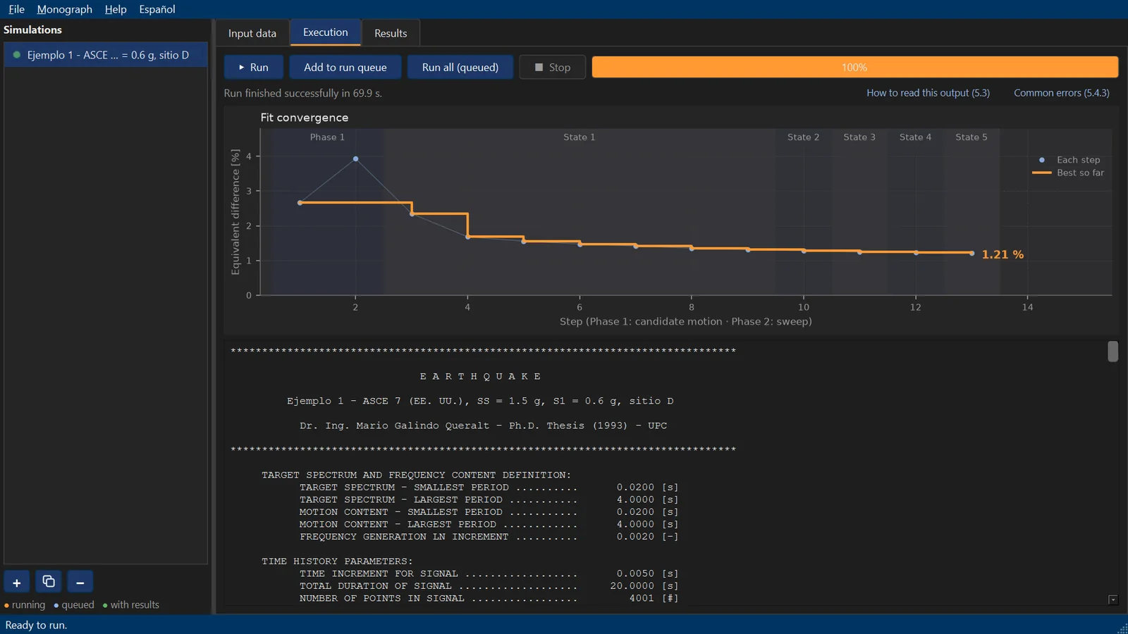 Run with live convergence chart
